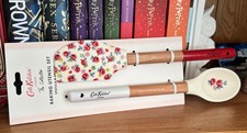 CATH KIDSTON THE COLLECTOR BAKING UTENSIL SET OF 2 FLORAL ROSE SPATULA & SPOON