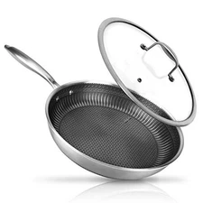 NutriChef NC3PL10 10" Stainless Steel Frying Pan - Triply Kitchenware Stir Fry