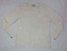  140 Neiman Marcus Womens White Round-Neck Long-Sleeve Sweater Sweatshirt Size M