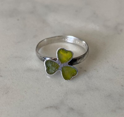 Vintage HG & S Henry Griffith & Sons 925 Sterling Silver 3 leaf clover Ring sz 7