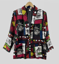 Vtg 80's Blazer Women XL Abstract Graffiti Artsy Festival Paint USA Lightweight