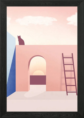 Asbtract Cat scene 2 Framed Wall Art Poster Canvas Print Picture