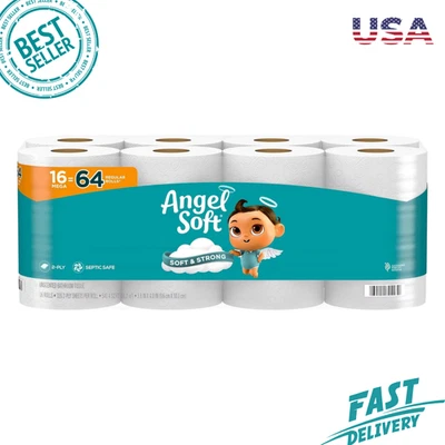 GEORGIA-PACIFIC Angel Soft Toilet Paper, 16 Mega Rolls = 64 Regular Rolls, Strong Toilet Tissue