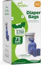 Diaper Pail Refill Bags for Ubbi, 75 Count, Odor Control, Tear-Resistant