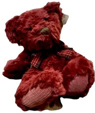 Russ bears From The Past Cranberry Red Teddy Besst With Plaid Now