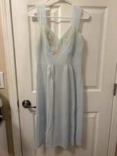 Vintage Women s Artemis nightgown 5014 blue Tan Lace With Tie Size 34 RN 15827