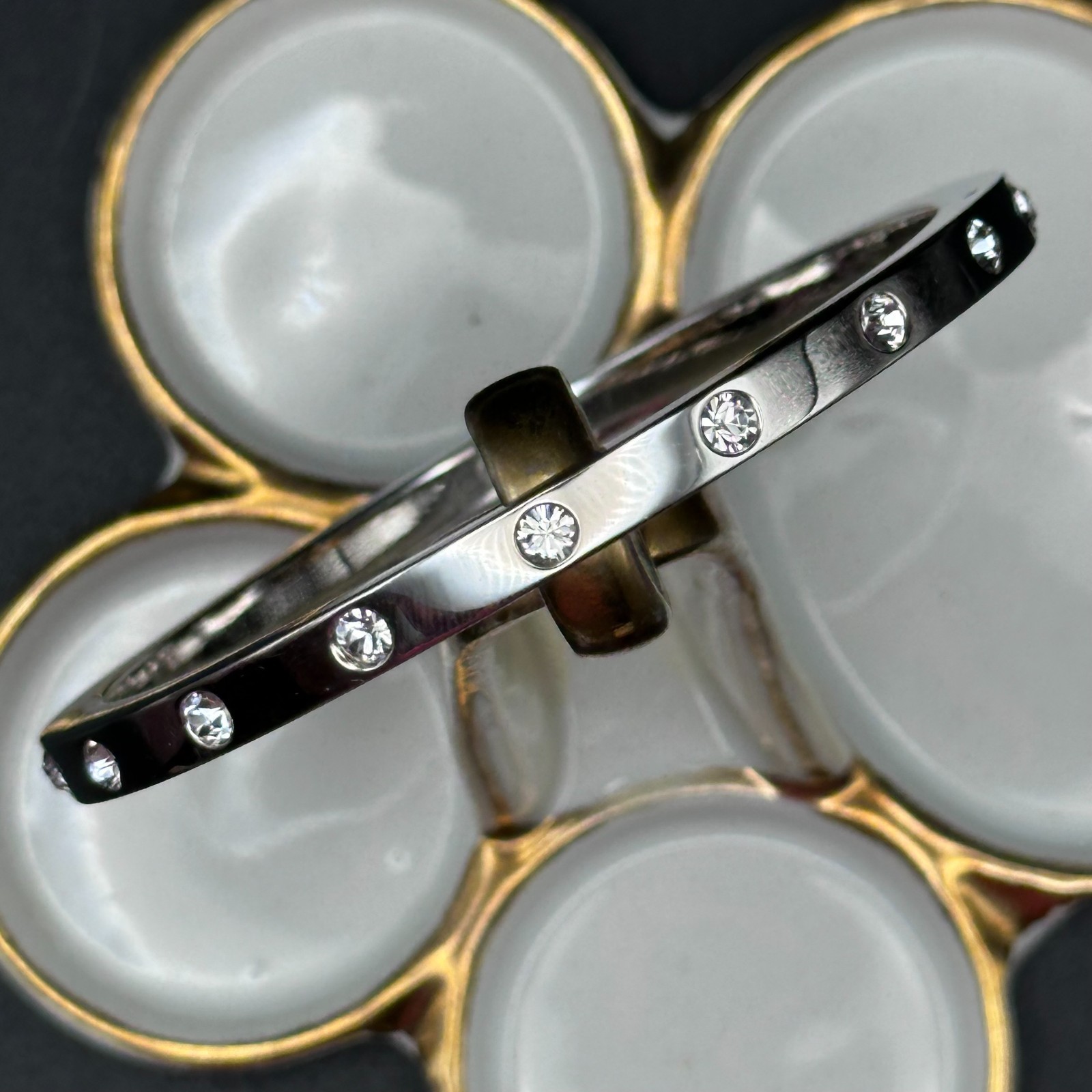 Signed Coach Crystal Bangle – Flush-Set Stones, S… - image 1