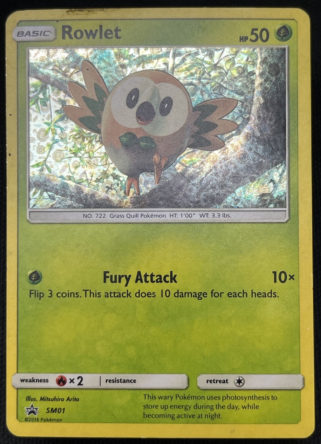 Pokémon TCG Rowlet Holo Rare SM01 Black Star Promo MP