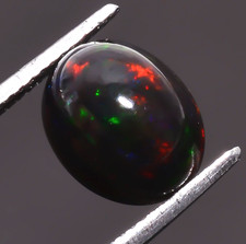 Natural Black Ethiopian Opal Oval Shape Cabochon Loose Gemstone 2.5 Ct 11X9X7 mm