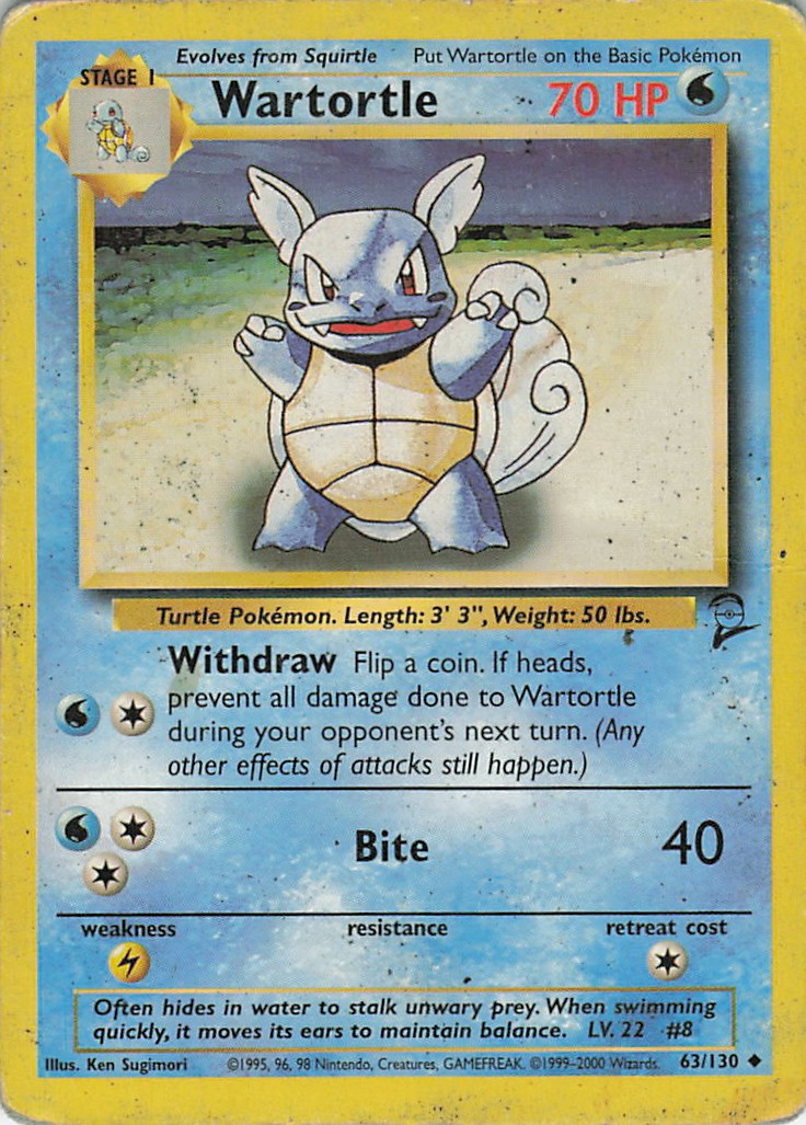 Wartortle Unlimited Uncommon Base Set (Shadowless) 042/102 HP