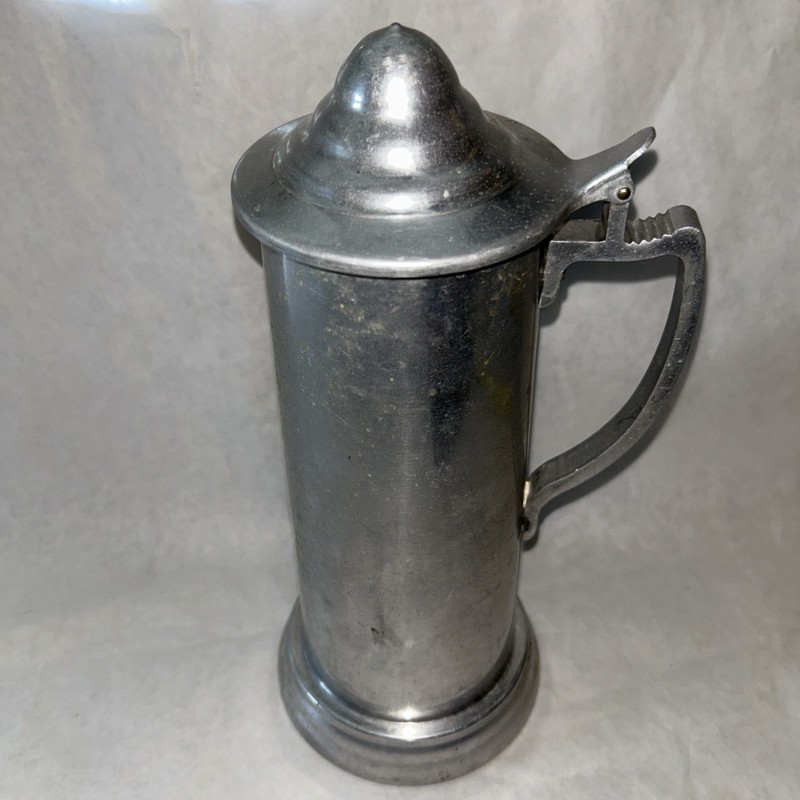 Vintage Aluminum Stein with Lid and clear bottom