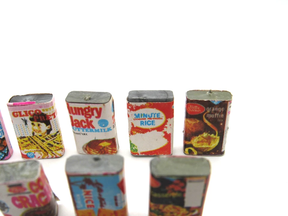 9 alimentos de despensa miniatura vintage para casa de muñecas Hungry Jack, látigo de ensueño, más Foto 4 de 4