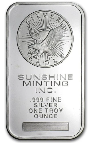 .999 Fine Silver Bar 1 oz - Sunshine Minting Eagle Design