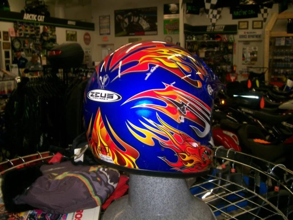 ZEUS - Dirt Bike / ATV / MOTOCROSS HELMET- ZS 901 - Size XXL - C16 Blue Flames Foto 4 de 4