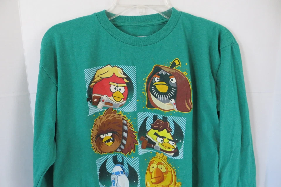 Boy's Green Star Wars Angry Birds Long Sleeves T-Shirt Size L - Image 2 of 4