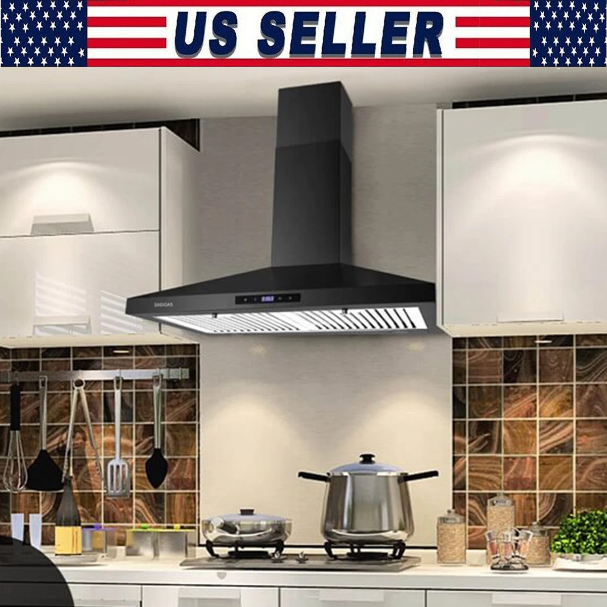 Tieasy Black Range Hood,Black Vent Hood 30 Inches Range