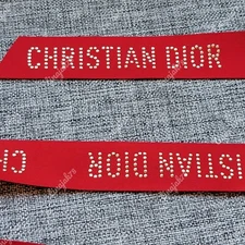 Dior Ribbon Red Satin-like with Gold Studded Lettering | Five Feet | NEW