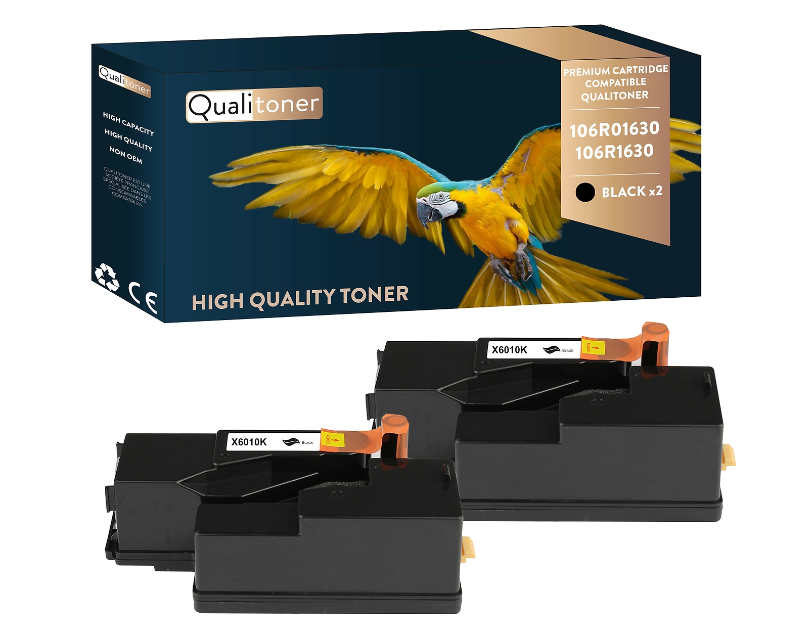 Toner noir compatible 106R01630 pour imprimante Xerox pack de 2 Qualitoner