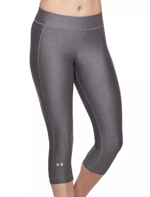 UNDER ARMOUR Womens Grey HeatGear 3/4 Compression Capri Tights