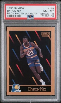 1990 Skybox 118 Dyron Nix Back Photo Wayman Tisdale PSA8/Correct