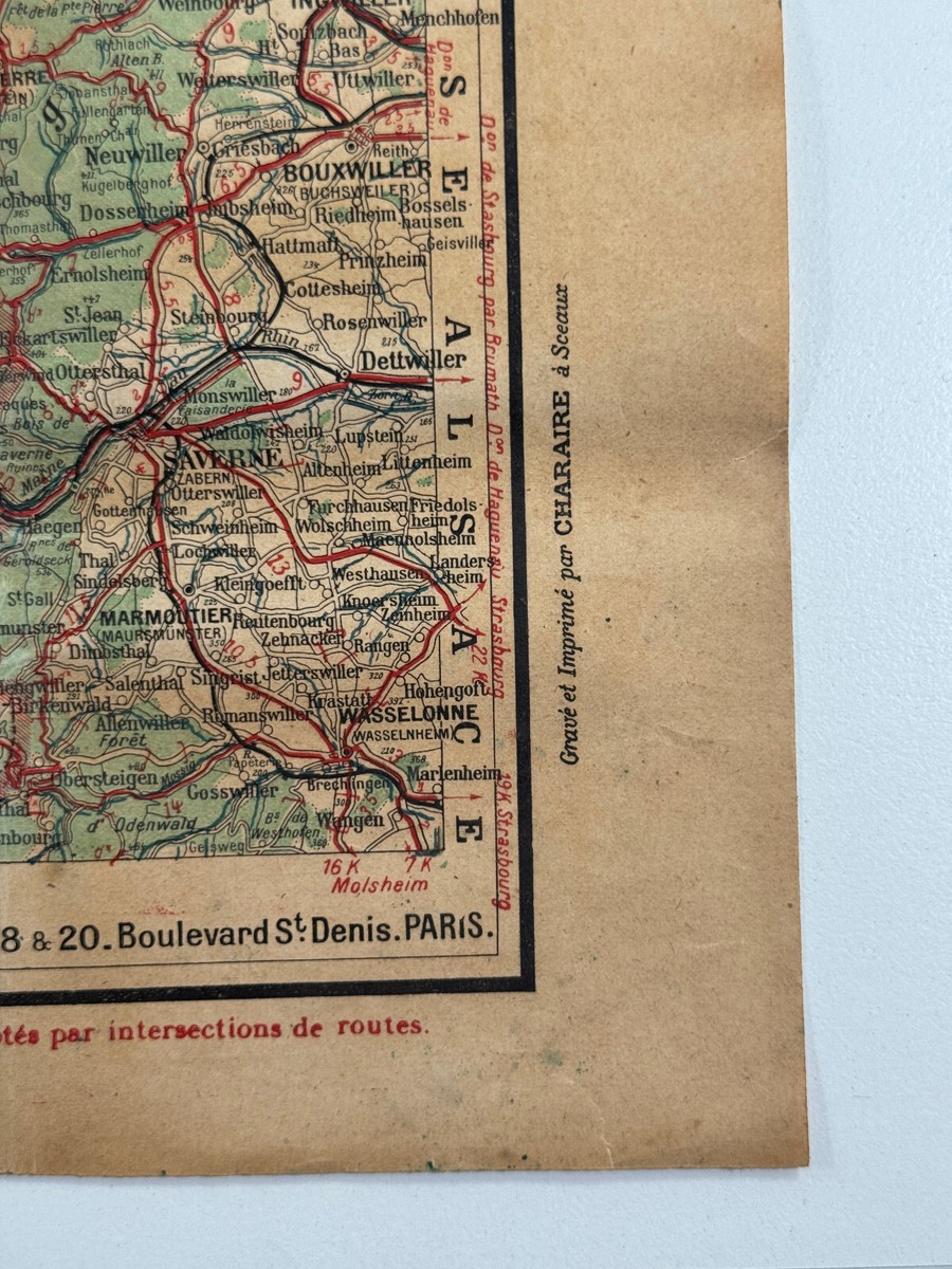 RARE early 1900's Bicycle Carte Routiere MAP Paris France
