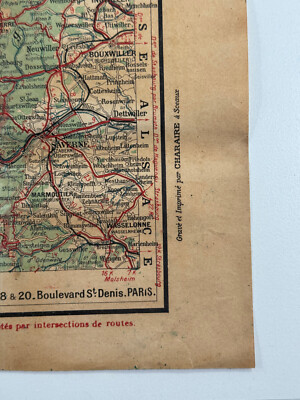RARE early 1900's Bicycle Carte Routiere MAP Paris France