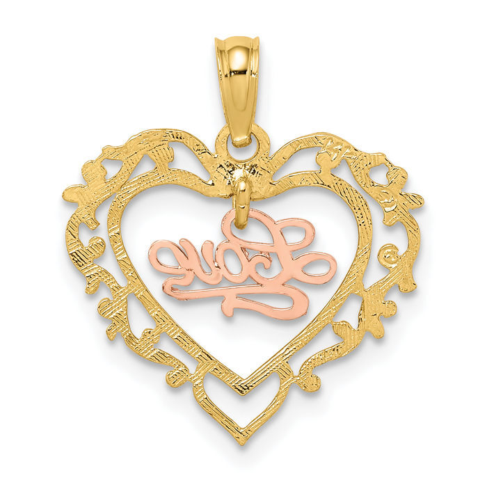 [Golden dew] 韓国☆18K Gold☆Happy heart 2 Necklace 10K Solid Two Tone Gold Love Heart Necklace | eBay
