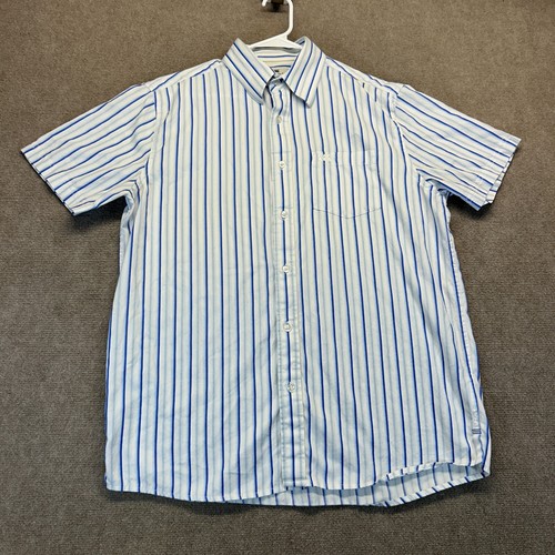 Canterbury New Zealand Shirt Men's Large Short Sleeve Button Up White Striped - Picture 2 of 9