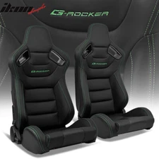 Universal x2 Reclinable Racing Seat + Dual Slider Bk Green PU & Carbon Leather