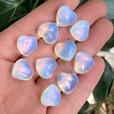 10pc Carved Opal mini quartz crystal love heart- shaped healing