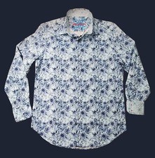 NEW Robert Graham Men's Colville Floral Blue Long-Sleeve Button Shirt Size S
