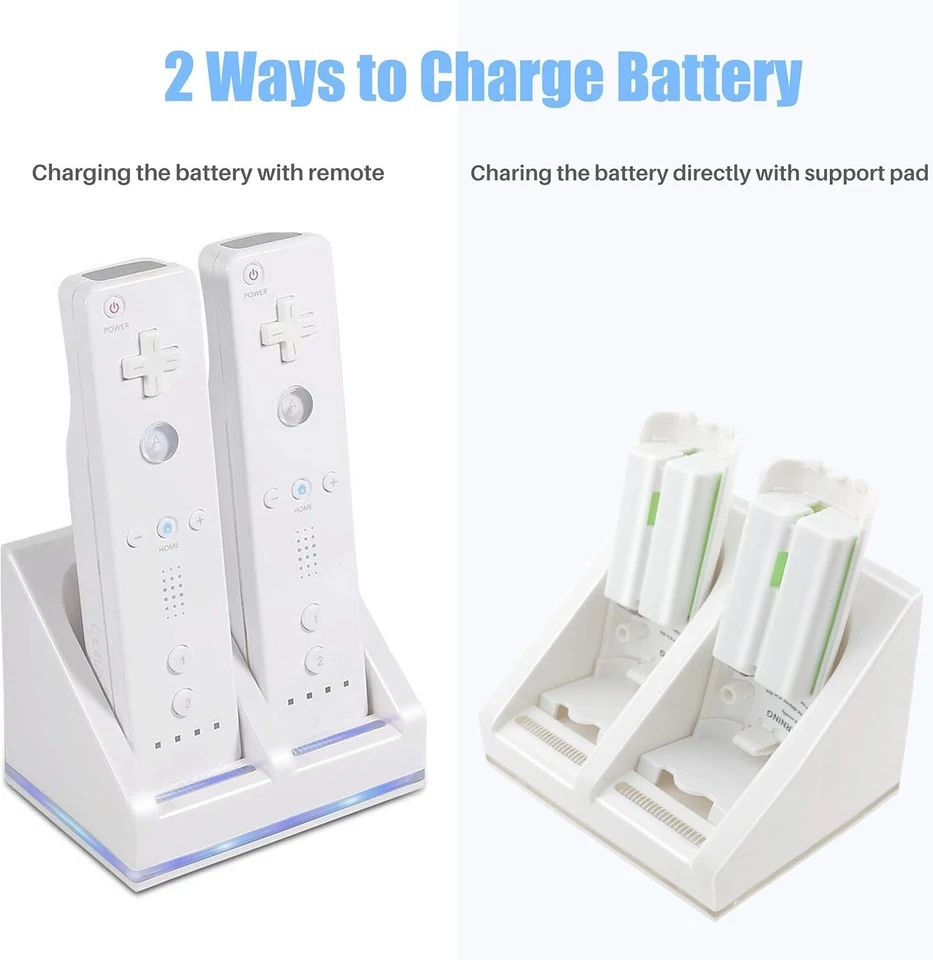 ✅New Rechargeable Battery Packs with Charger for Wii & Wii U Remote Controller - Image 2 of 4