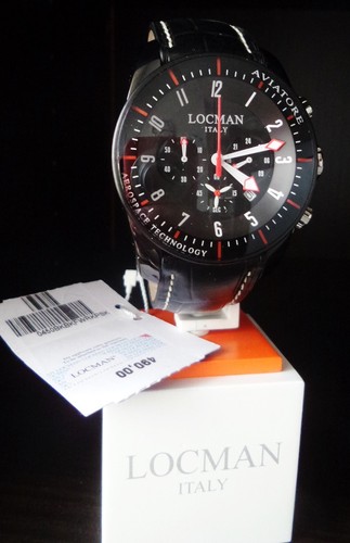 LOCMAN AVIATORE CRONOGRAFO PELLE NERO OROLOGIO UOMO CRONO ACCIAIO TITANIO  WATCH | eBay