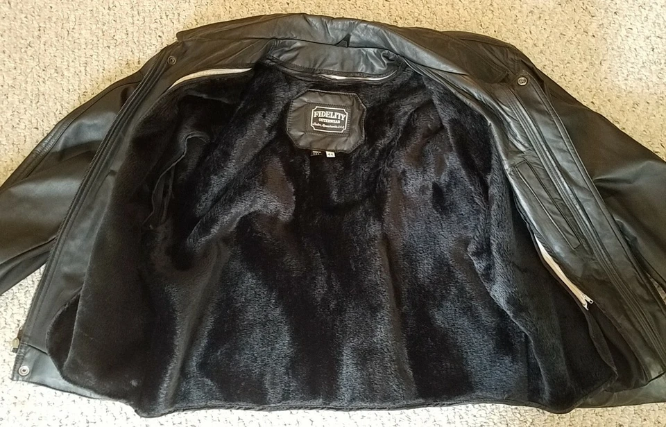 Fidelity Outerwear Boston Ma, USA Black Leather Jacket w/zip out liner Men Sz 44 - Image 4 of 4