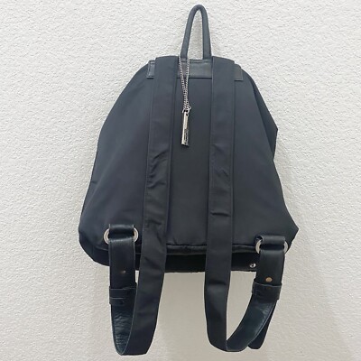 Vintage PERLINA Black Nylon & Leather Buckle Accent Drawstring Backpack Vintage PERLINA Black Nylon & Leather | Mercari main image 4