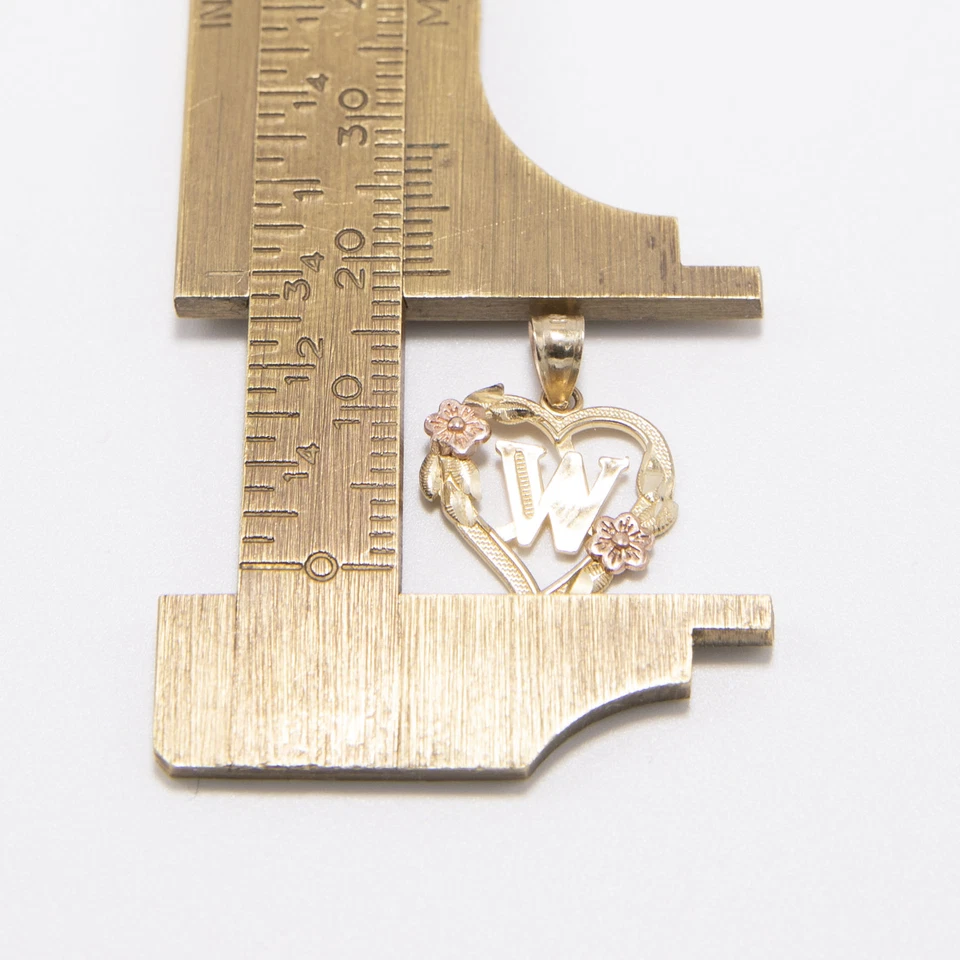 Cutout Heart Flower Initial Letter Pendant Necklace Real 10K Yellow Rose Gold - Image 4 of 4