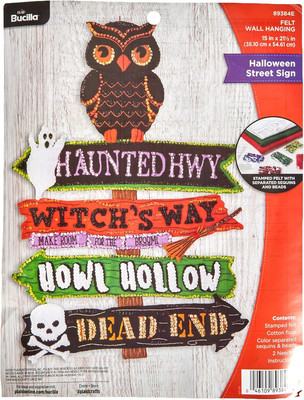 Felt Applique Wall Hanging Kit, Halloween Street Sign, Perfect for DIY Arts and 