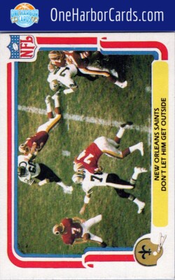 1980 Fleer Team Action New Orleans Saints #34 Don't Let Him Get Outside
