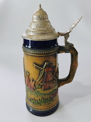 GERZ W. Germany 3d Stein Handmade Lighthouse Lake Ship/Boats Castle Windmill Lid