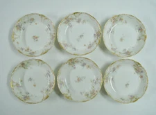 6 Haviland Schleiger 838F 5" Dessert Bowls Yellow Rose Lavender Floral Bowl