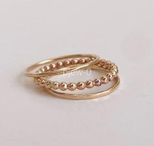 Set of 3 Copper Stacking Rings, Hammered rings, beaded ring Minimalist Rings M18