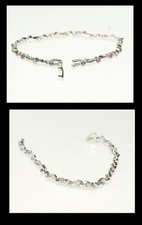 LOT DE 2 BEAUX BRACELETS UN STRASS ROSE ET UN STRASS BLANC LONG. 17 CM REF 104