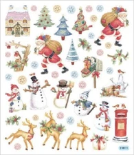 Scrapbooking Crafts Stickers Old Fashioned Christmas Santa Cottage Snowman Deer