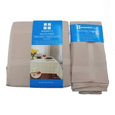 Essential Home Fabric Tablecloth & 4 Napkins 17" Set Tan Oblong-52x70"