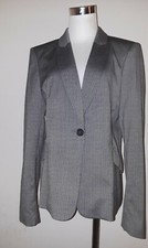 Tommy Hilfiger Women's One Button Pinstripe Blazer Jacket Gray Black 12