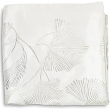 Michael ARAM Ginkgo Leaf Embroidered Throw. White/Silver