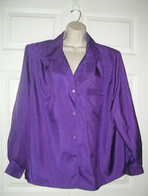 Speranza Women s Plus Size 20W Purple Blouse Top Long Sleeves Button Down New 