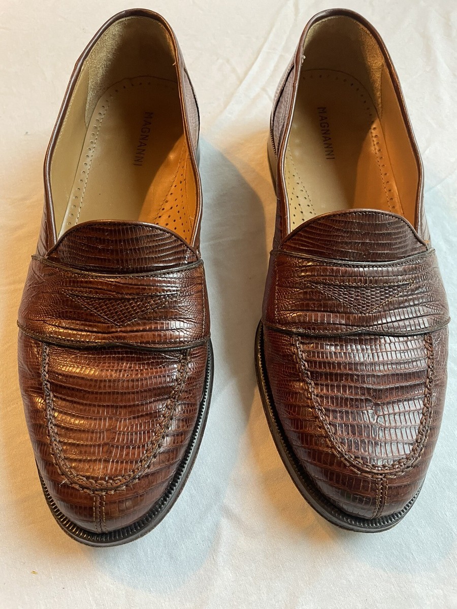 Magnanni Genuine Lizard Loafers Brown Shoes Made in Spain  display picture 2