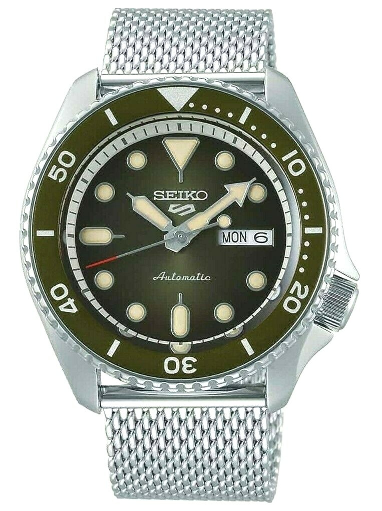 Seiko Automatic 100m Green Mesh Men's Watch SRPD75K1