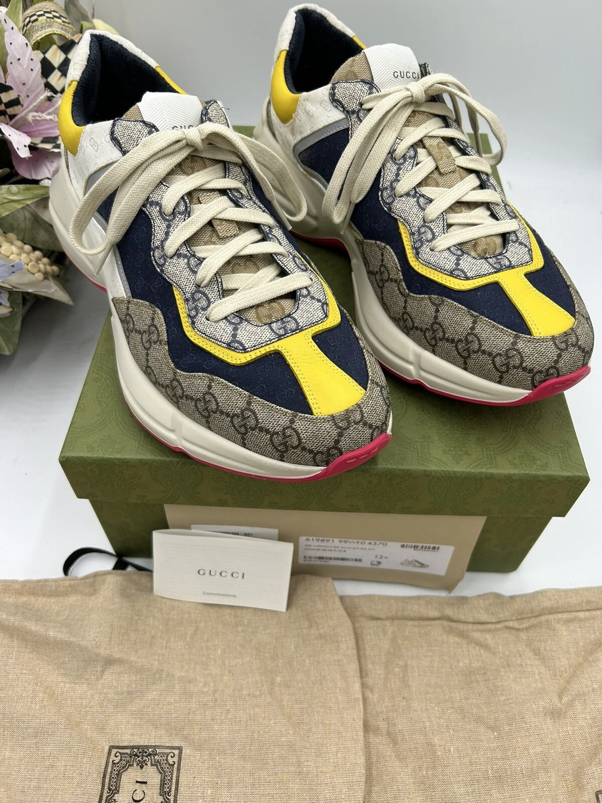 Baskets homme Gucci Rython GG supreme taille 12,5 fabriquées en Italie impeccables